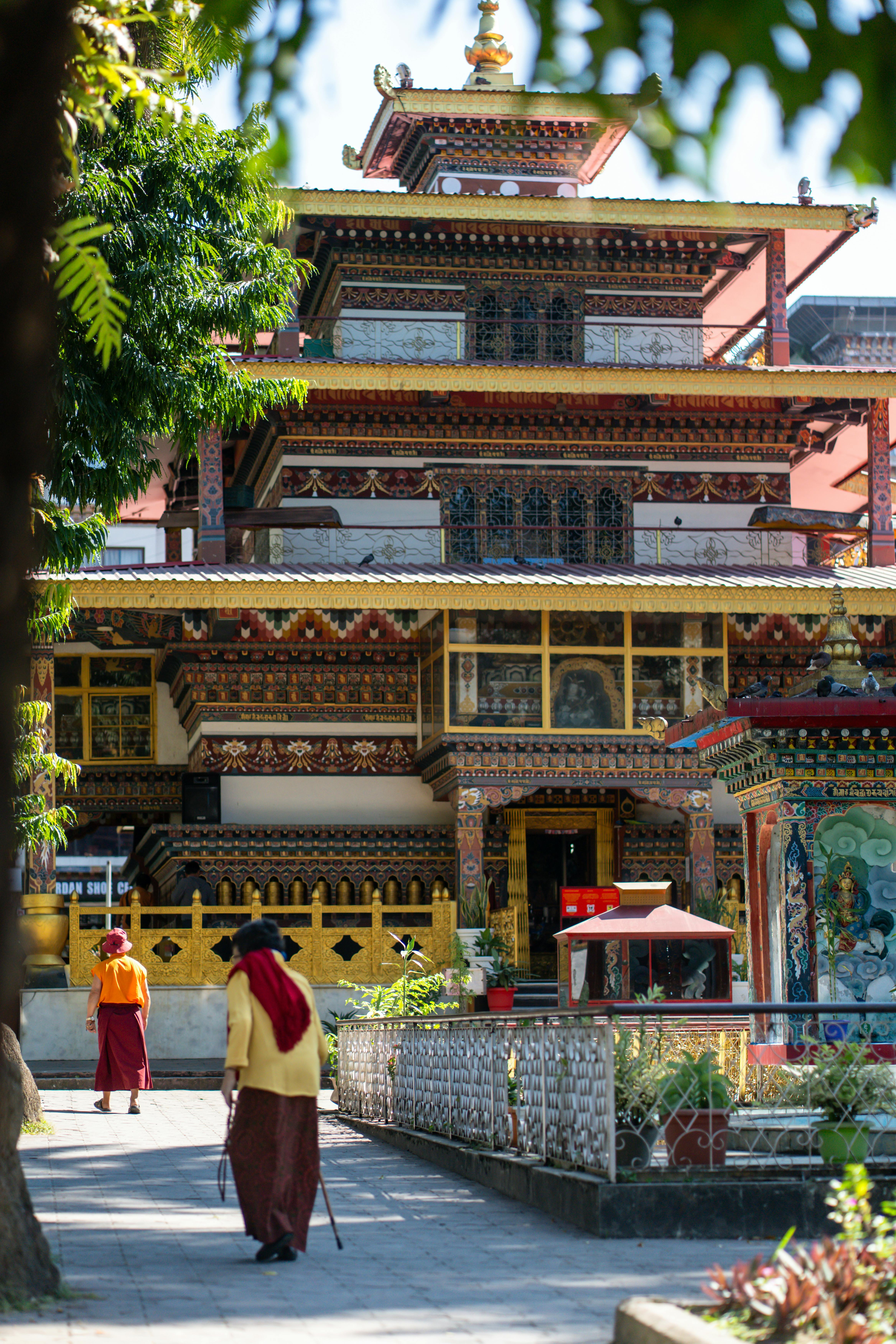 Buddhist monastery in Sikkim with Himalayan backdrop
